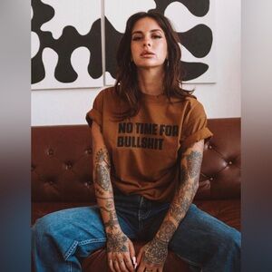 REBEL SOUL Collective No Time For Bullshit Tee in Tobacco